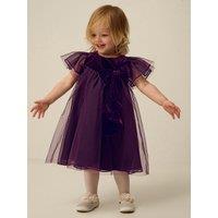 Monsoon Girls Winnie Velvet Bow Tulle Swing Dress - Purple