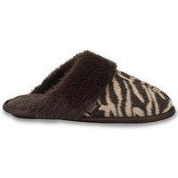 Totes Isotoner Womens Animal Print Mule Slippers - Brown