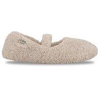 Totes Isotoner Womens Borg Mary Jane Ballet Slippers - Oat