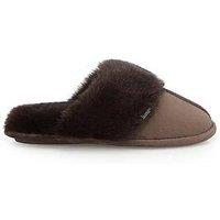 Totes Velour Moccasin Slippers - Chocolate