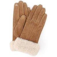 Totes Isotoner Womens 3 Point Suede Gloves With Smartouch - Tan