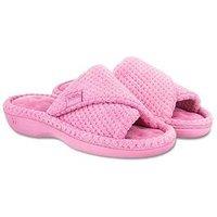 Totes Isotoner Womens Popcorn Turnover Open Toe Slippers - Pink