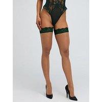 Boux Avenue Womens Sheer Lace Top Hold Ups - Green