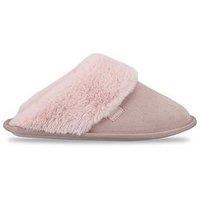 Totes Isotoner Womens Suede Mule Slippers With Faux Fur Lining - Pink