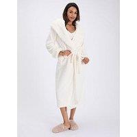 Boux Avenue Fur Heart Trim Long Gown - Cream