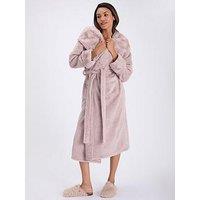 Boux Avenue Fur Heart Trim Long Gown - Mocha