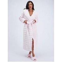 Boux Avenue Womens Bubble Fleece Hooded Maxi Dressing Gown - Powder Pink