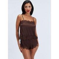Boux Avenue Seraphina Square Neck Cami Set - Chocolate