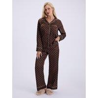 Boux Avenue Spot Satin Pyjama Set - Chocolate