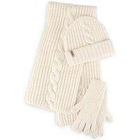 Totes Totes Womens Chunky Brushed Knit Hat, Scarf & Gloves Set - Cream