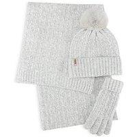 Totes Totes Womens Cable Knitted Hat, Scarf & Gloves Set - Grey