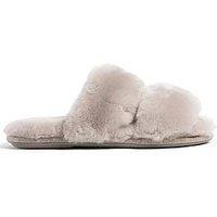 Just Sheepskin Womens Poppy Sheepskin Lined Open Toe Slider Slippers - Grey