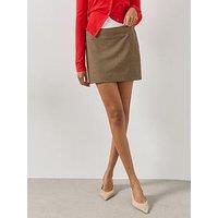 Mango Short Houndstooth Skirt - Brown