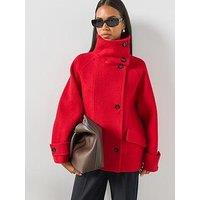 Mango High Neck Coat - Red