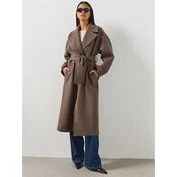 Mango Women'S Belted Longline Coat - Brown