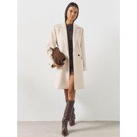 Mango Tailored Single-Breasted Longline Coat - Cream