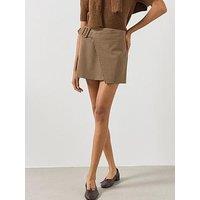 Mango Houndstooth Buckle Skirt - Brown