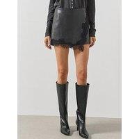 Mango Faux Leather Lace Detailed Skort - Black