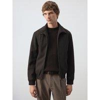 Mango Mens Zip-Through High Collar Jacket - Brown