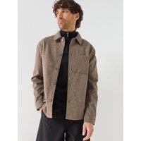 Mango Mens Alludia Button-Through Regular Fit Overshirt - Grey