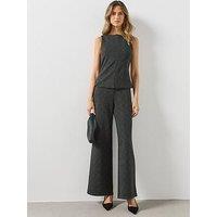Mango Womens Two-Piece Look Wide Leg Textured Jumpsuit - Grey
