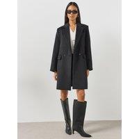 Mango Tailored Single-Breasted Longline Coat - Black