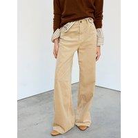 Mango Womens Wide Leg Corduroy Trousers - Beige