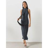 Mango Draped Neck Dress - Grey