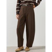 Mango Womens Balloon Leg Belted Trousers - Brown