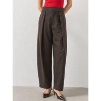 Mango Womens Celia Wide Leg High Rise Pleated Trousers - Brown