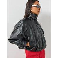 Mango Oversized High Neck Jacket - Black