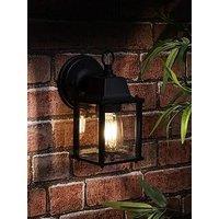 Valuelights Allgreave Ip23 Black And Glass Outdoor Wall Light
