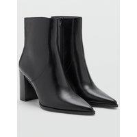 Mango Womens Pointed Toe Block Heel Ankle Boots - Black