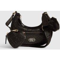 River Island Girls Monogram Heart Charm Scoop Bag - Black