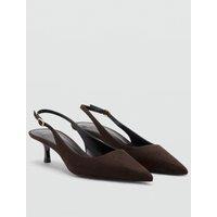 Mango Womens Pointed Toe Buckle Slingback Kitten Heels - Brown