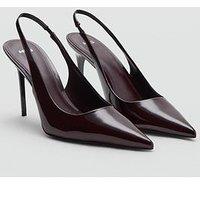Mango Womens Pointed Toe Slingback Patent Heeled Shoes - Red