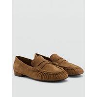 Mango Womens Suede Penny Strap Slip-On Loafers - Brown