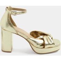 Yours Womens Extra Wide Fit Twist Front Platform Heels - Gold