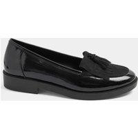 Yours Womens Extra Wide Fit Fringe Tassel Glossy Loafer - Black