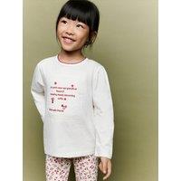 Mango Girls Embroidered Button Back T-Shirt - Light Cream