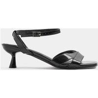 Yours Womens Extra Wide Fit V-Cut Square Toe Kitten Heel Sandals - Black