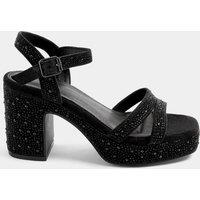 Yours Womens Extra Wide Fit Sparkle Demi Wedge Sandals - Black