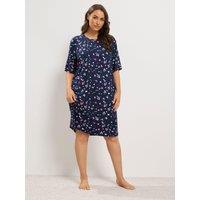 Yours Womens Curve Soft Touch Side Split Nightdress - Blue