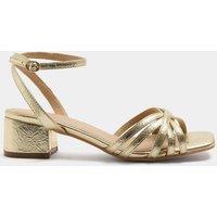 Yours Womens Extra Wide Fit Crossover Strappy Low Block Heel Sandals - Gold