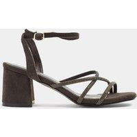 Yours Womens Extra Wide Fit Glitz Square Toe Block Heel Sandals - Brown