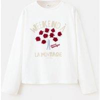 Mango Girls Weekend 3D Floral Long Sleeve T-Shirt - Light Cream