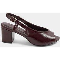 Yours Womens Extra Wide Fit Slingback Peep Toe Block Heel - Red