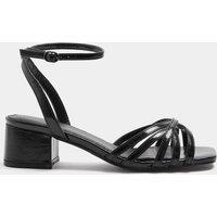 Yours Womens Extra Wide Fit Crossover Strappy Low Block Heel Sandals - Black
