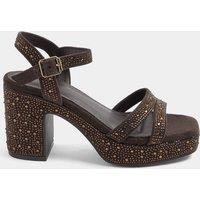 Yours Womens Extra Wide Fit Studded Demi Wedge Sandals - Brown
