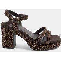Yours Womens Wide Fit Sparkle Demi Wedge Sandals - Brown
